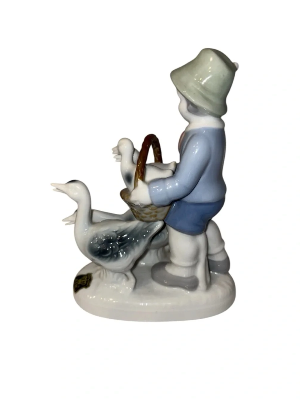 Vintage Gerold Porzellan Bavaria Boy With Geese Figurine Western Germany